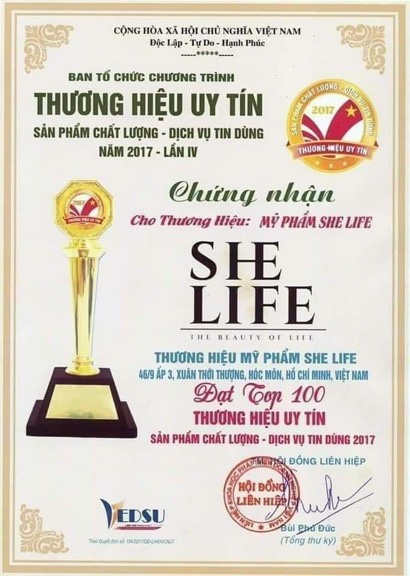 Mỹ Phẩm She Life: Thương hiệu uy tín – chất lượng đã được chứng nhận của nhà nước