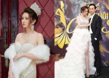 Á Quân Nguyễn Minh Yến xinh đẹp rạng ngời cùng chồng doanh nhân đi dự sự kiện