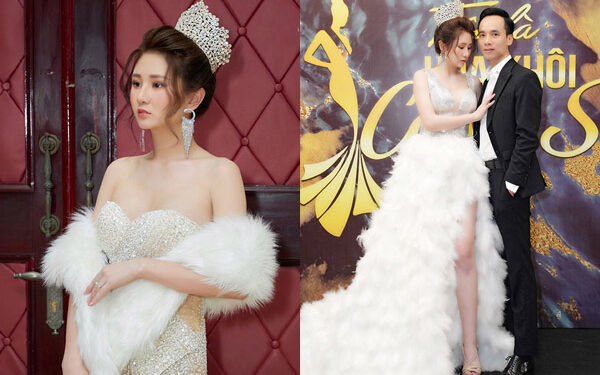 Á Quân Nguyễn Minh Yến xinh đẹp rạng ngời cùng chồng doanh nhân đi dự sự kiện